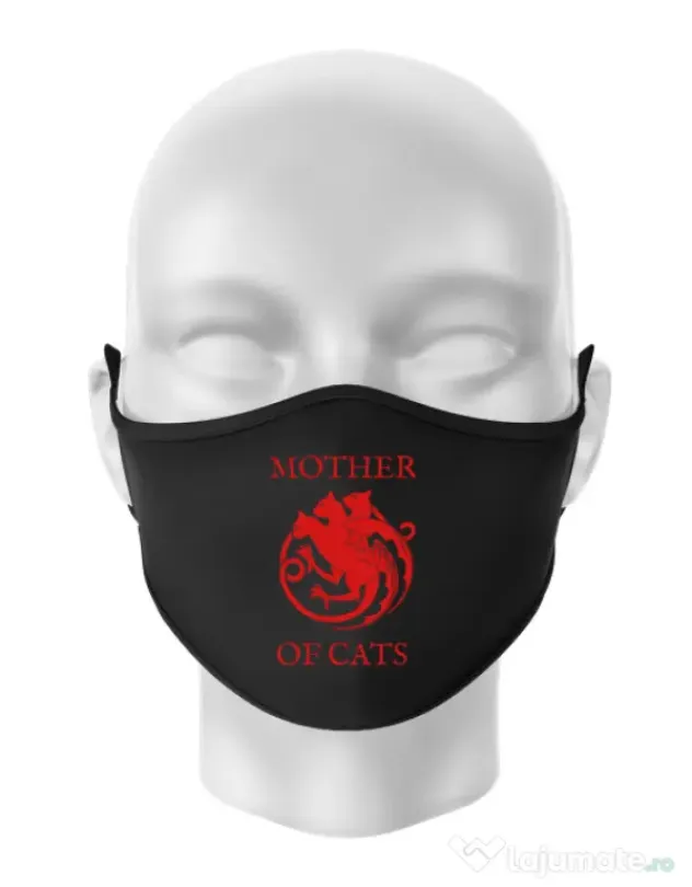 Masca personalizata reutilizabila Mother of cats Negru