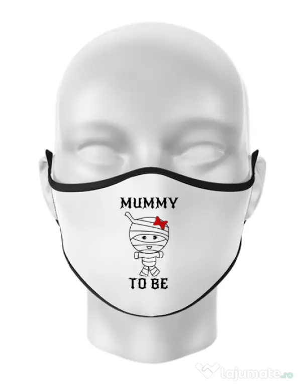 Masca personalizata reutilizabila Mummy to be girl Alb