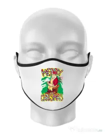 Masca personalizata reutilizabila Naughty Santa Alb