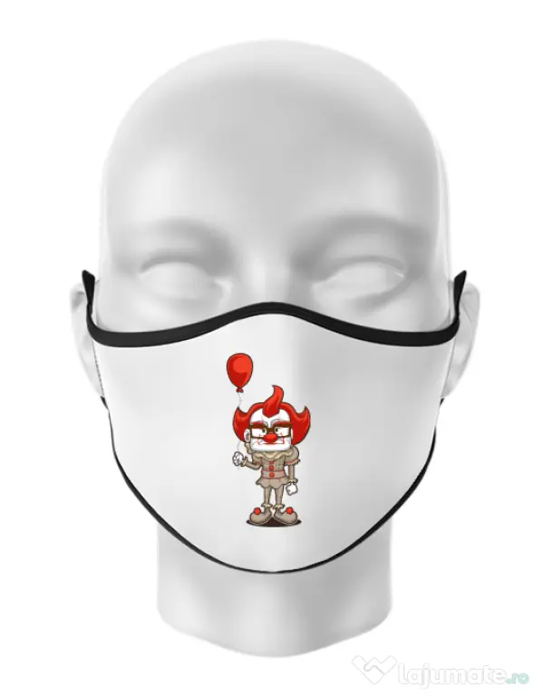 Masca personalizata reutilizabila NICE CLOWN Alb