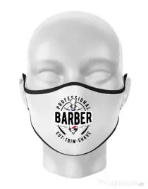 Masca personalizata reutilizabila Professional barber Alb