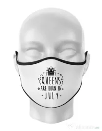 Masca personalizata reutilizabila Queens are born in July Alb