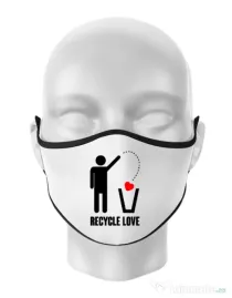 Masca personalizata reutilizabila Recycle love Alb
