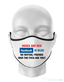 Masca personalizata reutilizabila Roses are red Alb