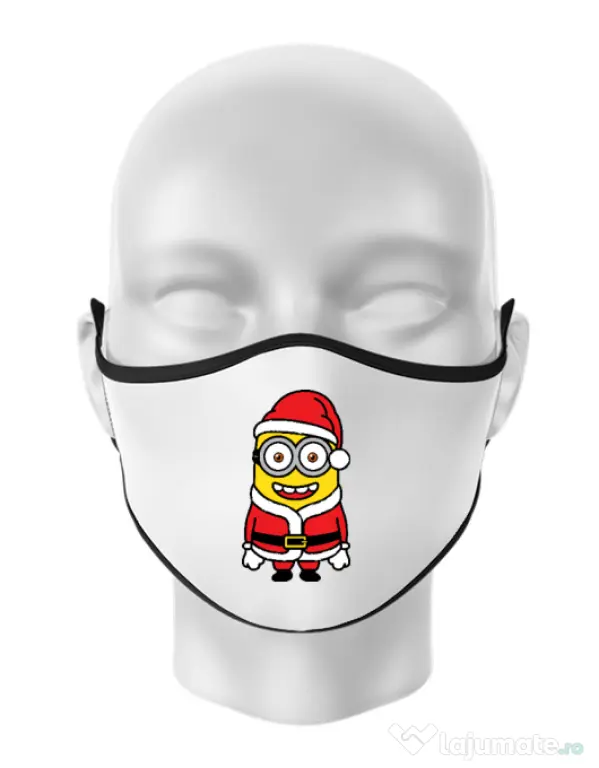 Masca personalizata reutilizabila Santa minions Alb