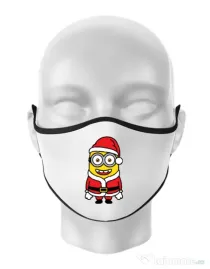 Masca personalizata reutilizabila Santa minions Alb