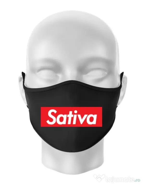 Masca personalizata reutilizabila Sativa Negru