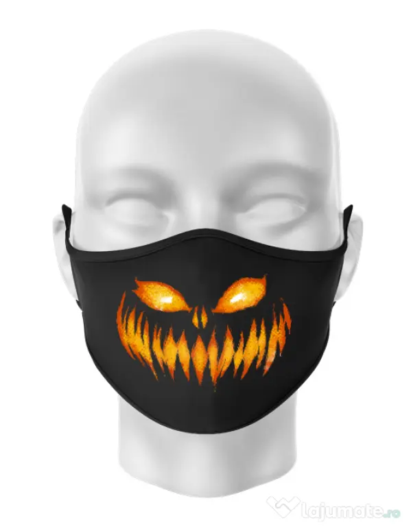 Masca personalizata reutilizabila Scary pumpkin face Negru