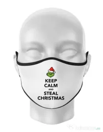 Masca personalizata reutilizabila Steal Christmas Alb