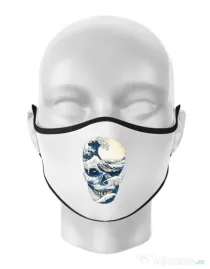 Masca personalizata reutilizabila The Great Wave off Skull Alb