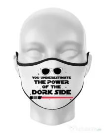 Masca personalizata reutilizabila The power of the dork side Alb