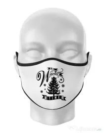 Masca personalizata reutilizabila Winter time Alb