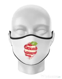 Masca personalizata reutilizabila You are the apple of my eye Alb
