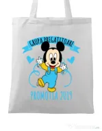 Sacosa din panza Absolvire Mickey Mouse Alb