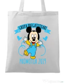 Sacosa din panza Absolvire Mickey Mouse Alb