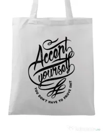 Sacosa din panza Accept Yourself Alb