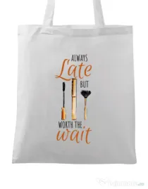 Sacosa din panza Always late Alb