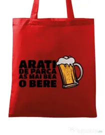 Sacosa din panza As mai bea o bere Rosu