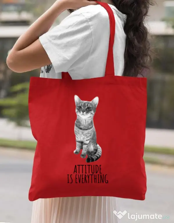 Sacosa din panza Attitude is everything Rosu