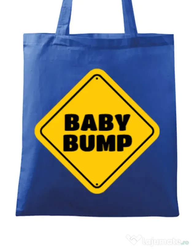 Sacosa din panza Baby bump Albastru regal