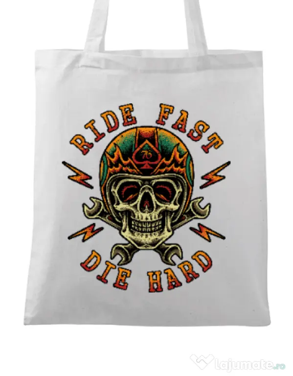 Sacosa din panza Bad rider Alb