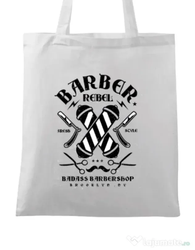 Sacosa din panza Barber Rebel II Alb