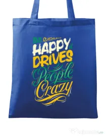 Sacosa din panza Be happy Albastru regal