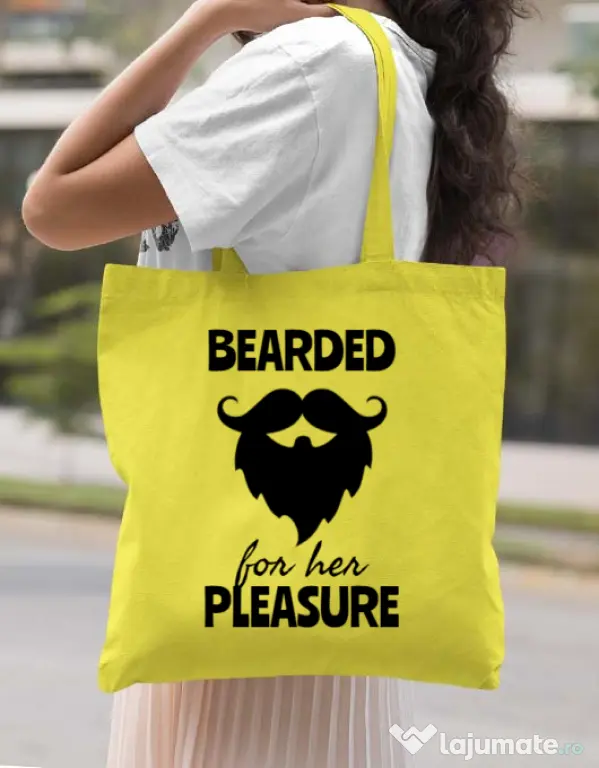 Sacosa din panza Bearded for her pleasure Galben