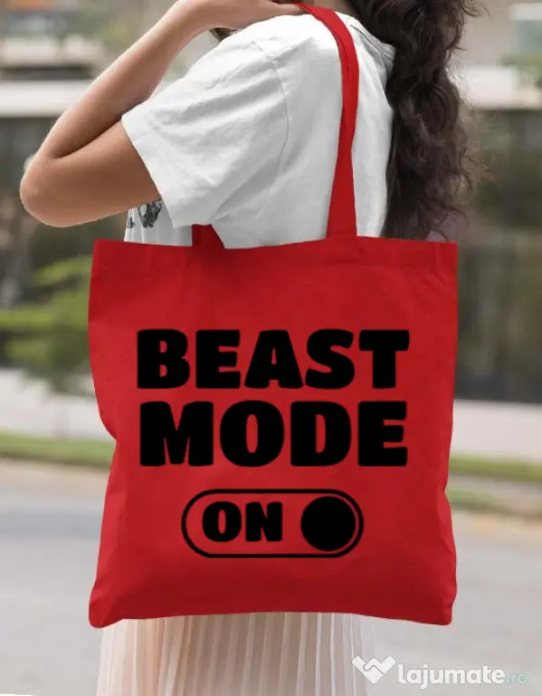 Sacosa din panza Beast mode Rosu