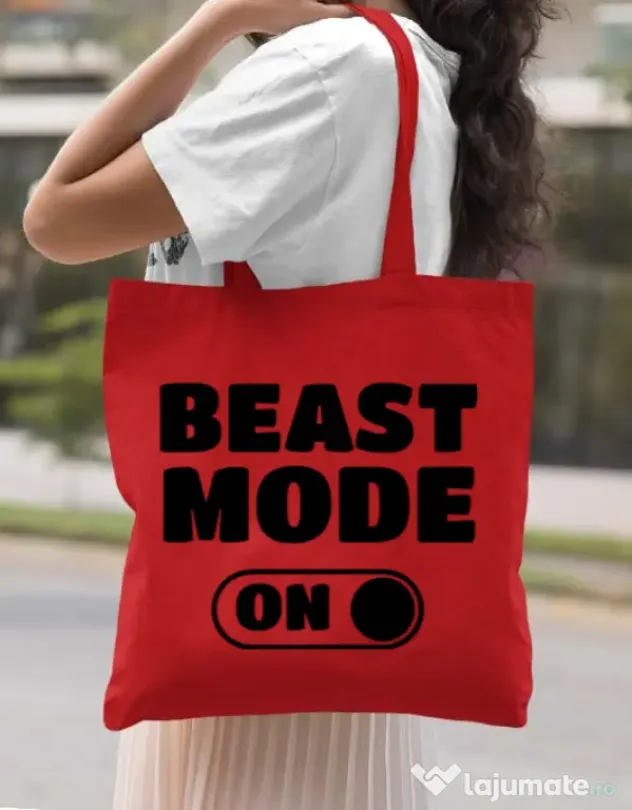 Sacosa din panza Beast mode Rosu