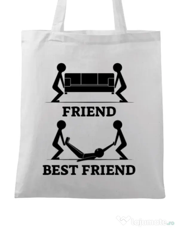 Sacosa din panza Best friend Alb