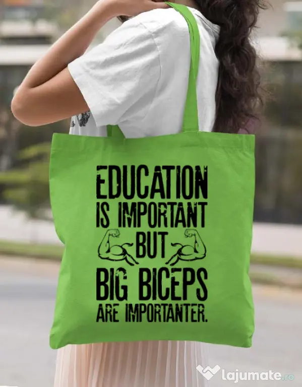 Sacosa din panza Big biceps Verde mar