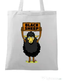 Sacosa din panza Black sheep Alb