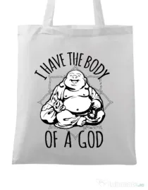 Sacosa din panza Body of a god Alb