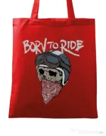 Sacosa din panza Born to ride Rosu