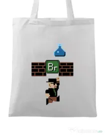 Sacosa din panza Breaking Mario Alb