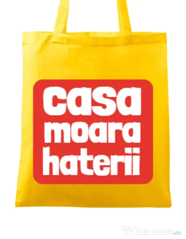 Sacosa din panza Casa moara haterii Galben