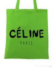 Sacosa din panza Celine paris Verde mar