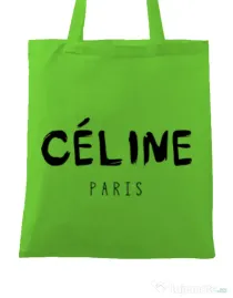 Sacosa din panza Celine paris Verde mar