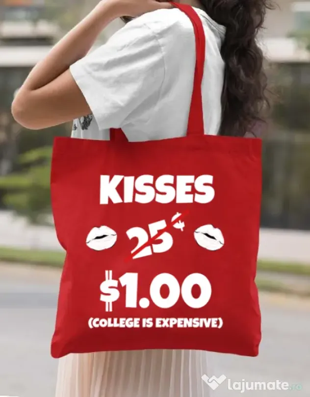 Sacosa din panza College is expensive Rosu