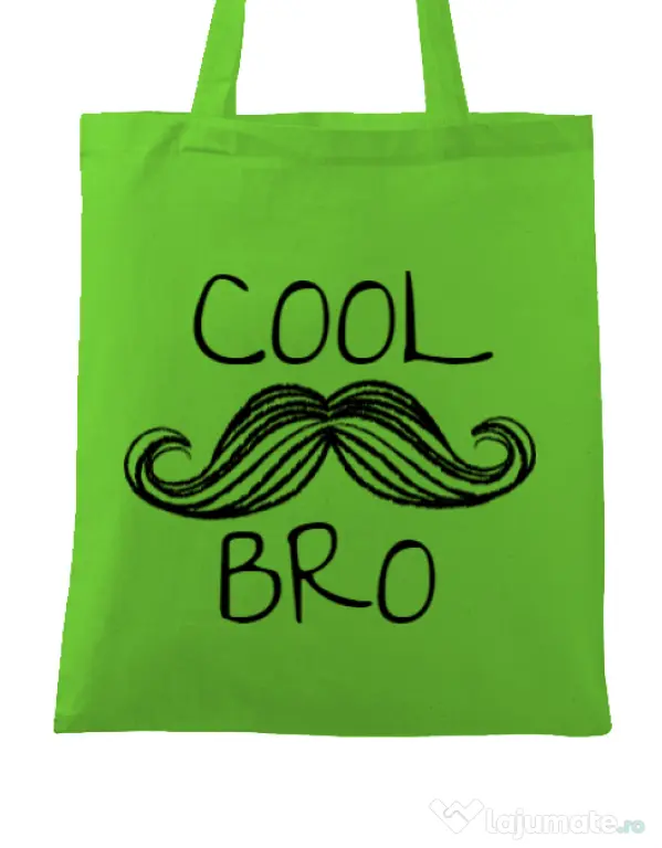Sacosa din panza Cool moustache bro Verde mar