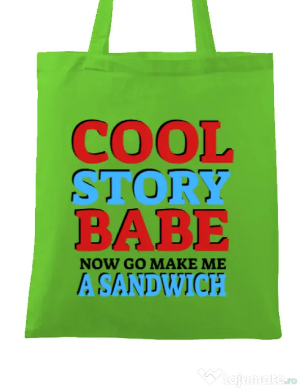 Sacosa din panza Cool story babe Verde mar