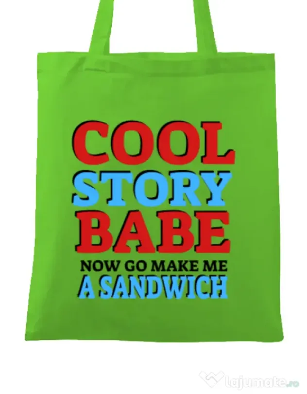 Sacosa din panza Cool story babe Verde mar