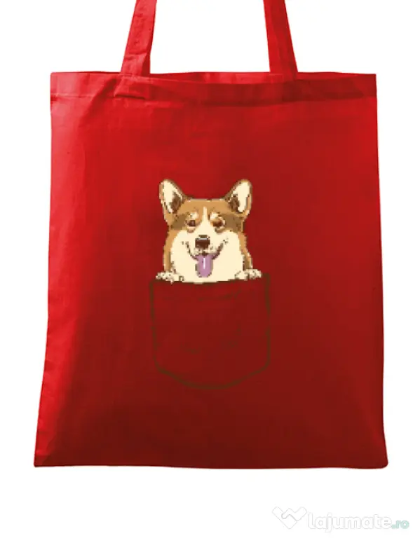 Sacosa din panza Corgi in The Pocket Rosu