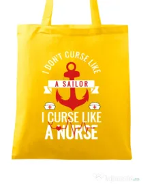 Sacosa din panza Curse like a nurse Galben