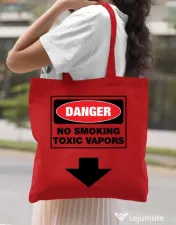 Sacosa din panza Danger No Smoking Rosu
