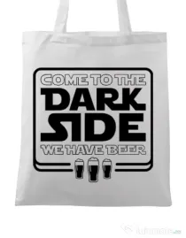 Sacosa din panza Dark side with beer Alb