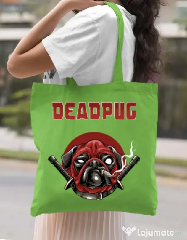 Sacosa din panza Deadpug Verde mar