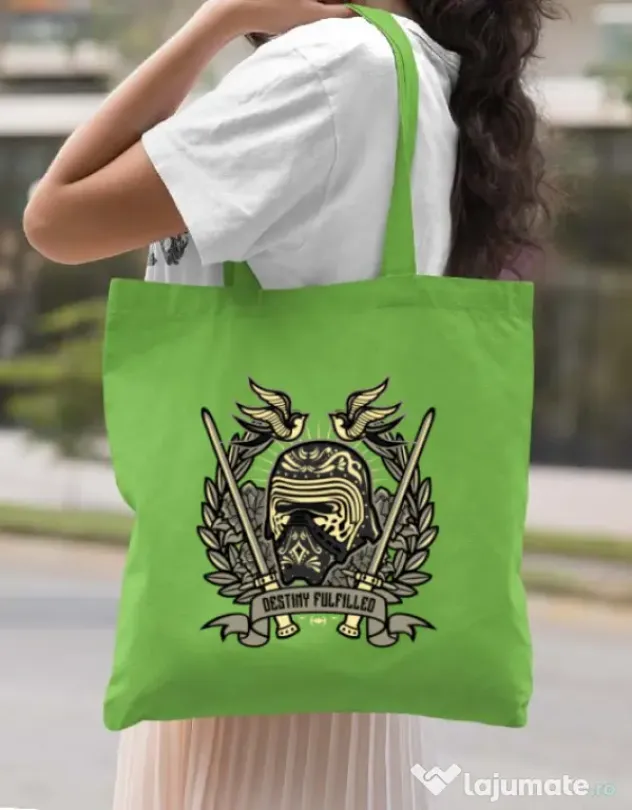 Sacosa din panza Destiny Fulfilled Verde mar