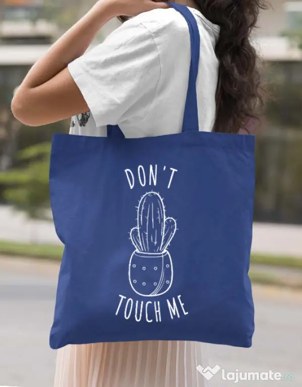 Sacosa din panza Do not touch me Albastru regal